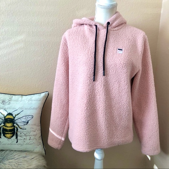 Fila pink sherpa hoodie medium - Picture 2 of 8